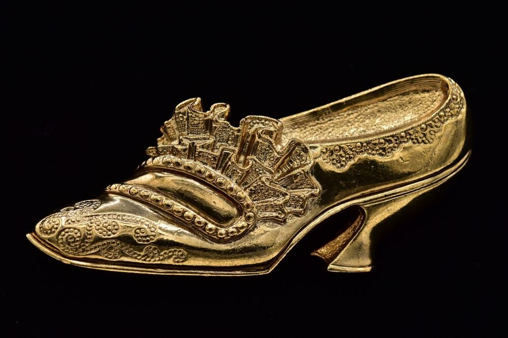 1928 Jewelry Vintage Gold Victorian Shoe Brooch Figural High Heel Pin 80s BinAT